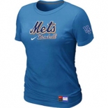 Women MLB New York Mets Nike L.blue Short Sleeve Practice T-Shirt