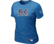 Women MLB New York Mets Nike L.blue Short Sleeve Practice T-Shirt