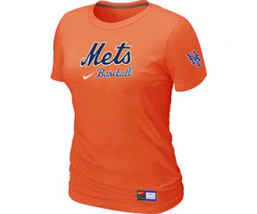 Women MLB New York Mets Nike Orange Short Sleeve Practice T-Shirt