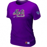 Women MLB New York Mets Nike Purple Short Sleeve Practice T-Shirt