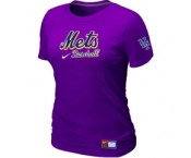 Women MLB New York Mets Nike Purple Short Sleeve Practice T-Shirt