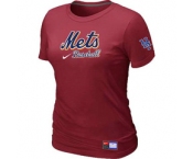 Women MLB New York Mets Nike Red Short Sleeve Practice T-Shirt