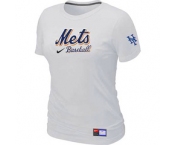 Women MLB New York Mets Nike White Short Sleeve Practice T-Shirt