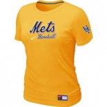 Women MLB New York Mets Nike Yellow Short Sleeve Practice T-Shirt