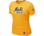 Women MLB New York Mets Nike Yellow Short Sleeve Practice T-Shirt