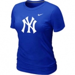 Women MLB New York Yankees Heathered Blue Nike Blended T-Shirt