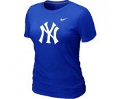 Women MLB New York Yankees Heathered Blue Nike Blended T-Shirt