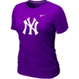 Women MLB New York Yankees Heathered Purple Nike Blended T-Shirt