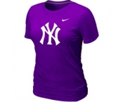 Women MLB New York Yankees Heathered Purple Nike Blended T-Shirt