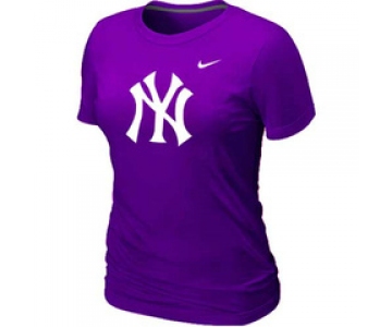 Women MLB New York Yankees Heathered Purple Nike Blended T-Shirt