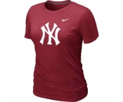 Women MLB New York Yankees Heathered Red Nike Blended T-Shirt