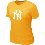 Women MLB New York Yankees Heathered Yellow Nike Blended T-Shirt