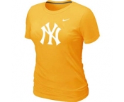 Women MLB New York Yankees Heathered Yellow Nike Blended T-Shirt