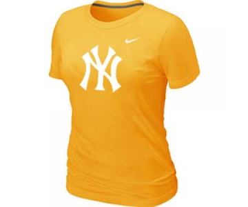 Women MLB New York Yankees Heathered Yellow Nike Blended T-Shirt