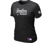 Women MLB New York Yankees Nike Black Short Sleeve Practice T-Shirt