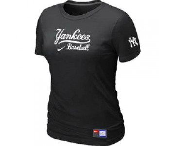 Women MLB New York Yankees Nike Black Short Sleeve Practice T-Shirt