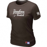 Women MLB New York Yankees Nike Brown Short Sleeve Practice T-Shirt