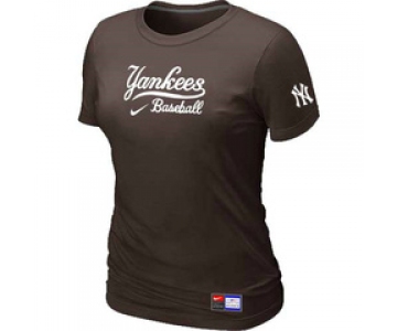 Women MLB New York Yankees Nike Brown Short Sleeve Practice T-Shirt