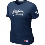 Women MLB New York Yankees Nike D.Blue Short Sleeve Practice T-Shirt