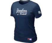 Women MLB New York Yankees Nike D.Blue Short Sleeve Practice T-Shirt