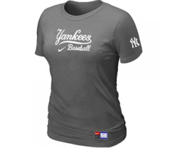 Women MLB New York Yankees Nike D.Grey Short Sleeve Practice T-Shirt