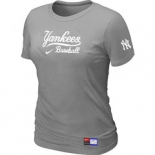 Women MLB New York Yankees Nike L.Grey Short Sleeve Practice T-Shirt