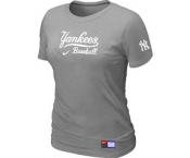 Women MLB New York Yankees Nike L.Grey Short Sleeve Practice T-Shirt