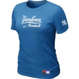 Women MLB New York Yankees Nike L.blue Short Sleeve Practice T-Shirt