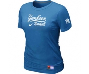 Women MLB New York Yankees Nike L.blue Short Sleeve Practice T-Shirt