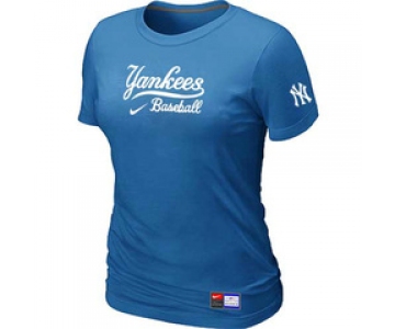 Women MLB New York Yankees Nike L.blue Short Sleeve Practice T-Shirt