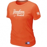 Women MLB New York Yankees Nike Orange Short Sleeve Practice T-Shirt