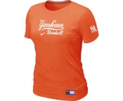 Women MLB New York Yankees Nike Orange Short Sleeve Practice T-Shirt