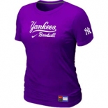 Women MLB New York Yankees Nike Purple Short Sleeve Practice T-Shirt