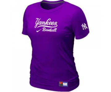 Women MLB New York Yankees Nike Purple Short Sleeve Practice T-Shirt