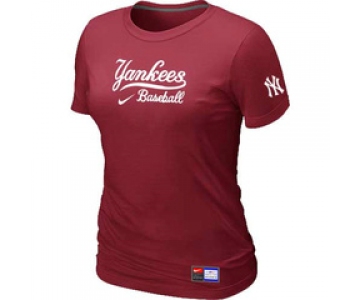 Women MLB New York Yankees Nike Red Short Sleeve Practice T-Shirt