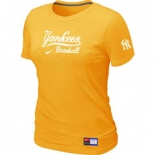 Women MLB New York Yankees Nike Yellow Short Sleeve Practice T-Shirt