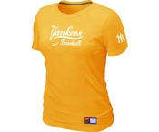 Women MLB New York Yankees Nike Yellow Short Sleeve Practice T-Shirt