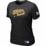 Women MLB Oakland Athletics Nike Black Short Sleeve Practice T-Shirt