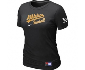 Women MLB Oakland Athletics Nike Black Short Sleeve Practice T-Shirt