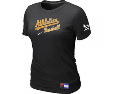 Women MLB Oakland Athletics Nike Black Short Sleeve Practice T-Shirt