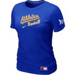 Women MLB Oakland Athletics Nike Blue Short Sleeve Practice T-Shirt