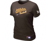 Women MLB Oakland Athletics Nike Brown Short Sleeve Practice T-Shirt