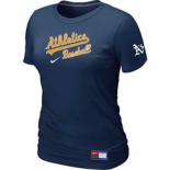 Women MLB Oakland Athletics Nike D.Blue Short Sleeve Practice T-Shirt