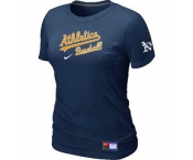 Women MLB Oakland Athletics Nike D.Blue Short Sleeve Practice T-Shirt