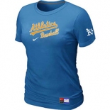 Women MLB Oakland Athletics Nike L.blue Short Sleeve Practice T-Shirt