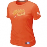 Women MLB Oakland Athletics Nike Orange Short Sleeve Practice T-Shirt