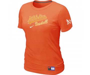 Women MLB Oakland Athletics Nike Orange Short Sleeve Practice T-Shirt