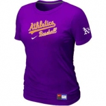 Women MLB Oakland Athletics Nike Purple Short Sleeve Practice T-Shirt