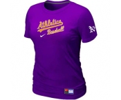 Women MLB Oakland Athletics Nike Purple Short Sleeve Practice T-Shirt