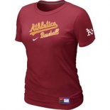 Women MLB Oakland Athletics Nike Red Short Sleeve Practice T-Shirt